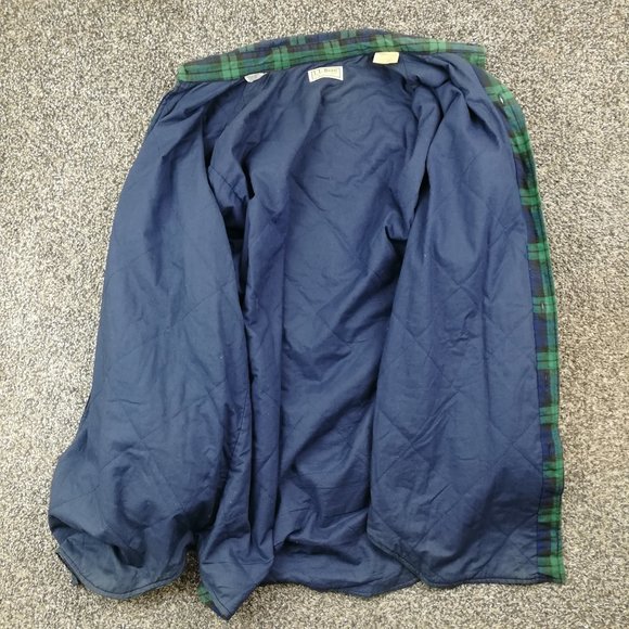VTG LL Bean Jacket Thinsulate Flannel Quilted Blackwatch Plaid Mens Large Tall - Picture 3 of 9